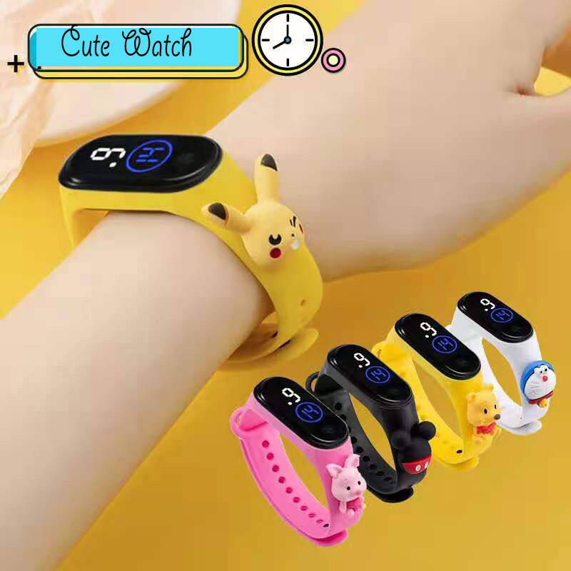 Cartoon Cute Mickey Jingle Cat Shape Plastic Bracelet Boys And Girls Sports Creative Simple Touch Digital Watch