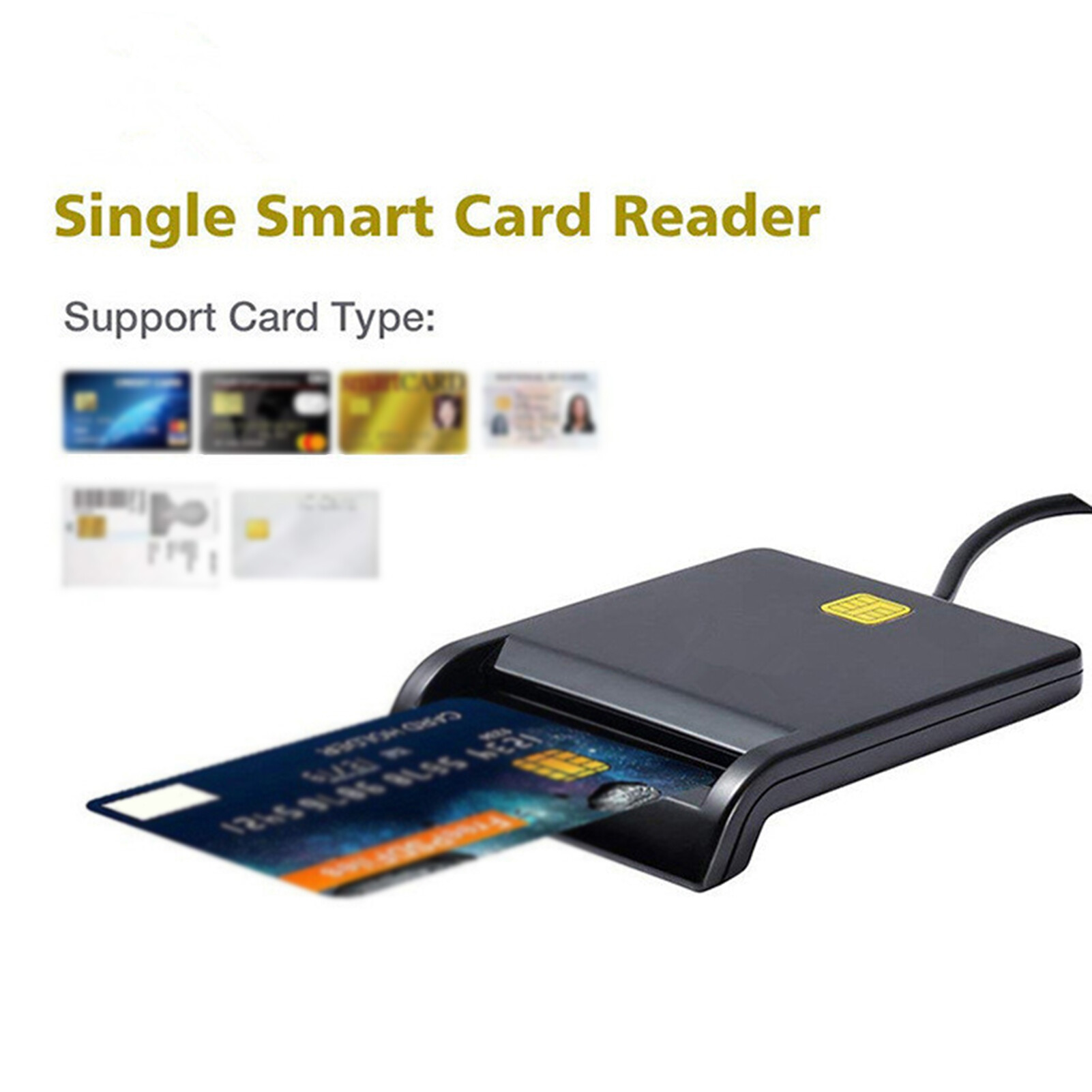 Anxinshui 1 Set Card Reader Intelligent Identification SM/C/ID/SD Card Accurate Reading with LED Light Support Touch Chip Card Operations Smart Chip Reader Office Products Smart Card Reader