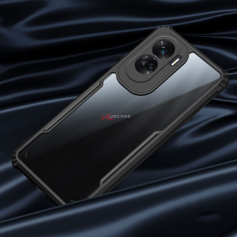 PlusCase for Honor 90 Lite 5G Case Air Cushion Hard Crystal Clear Back Soft Border Shockproof Full Protection Phone Casing