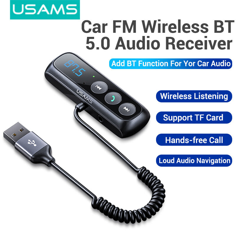 USAMS Car Bluetooth 5.0 Receiver FM Wireless Audio Receiver Car Wireless USB Bluetooth Adapter Digital Display Audio Music Car Kit Wireless Handsfree Speaker Bluetooth Car Stereo Accessories | Lazada Indonesia