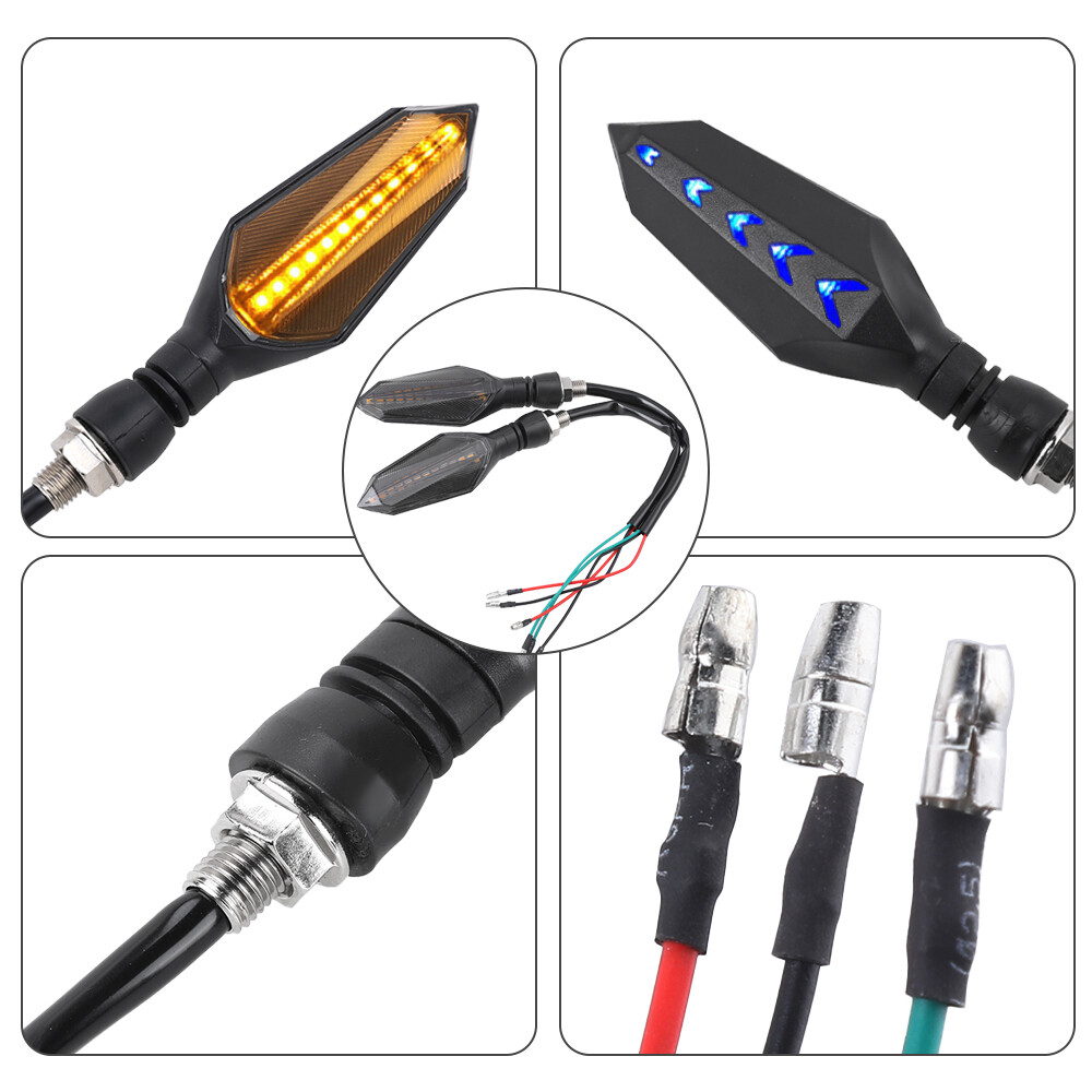 Vastar High quality 2pcs 10mm Universal Motorcycle LED Turn Signal Lamp Sequential Flowing Flash Indicator Lights Amber Running Light