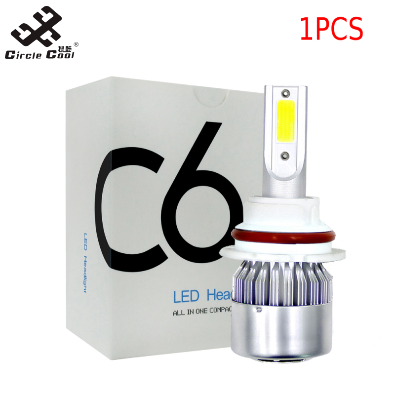 Circle Cool 1PC Universal High Power Auto Bulbs C6 Car LED Headlights - 6000K - White Light