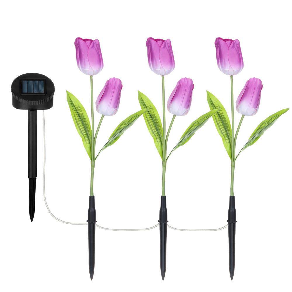 JY 1 Bộ Hoa Tulip Chạy Bằng Năng Lượng Mặt Trời Đèn LED Sân Vườn Hoa Ánh Sáng Sân Trang Trí