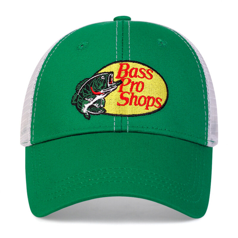 ☑️Spot Bass Pro Shops Perch Embroidered Cotton Baseball Cap Summer Net Cap Temu Foreign Trade Explosions