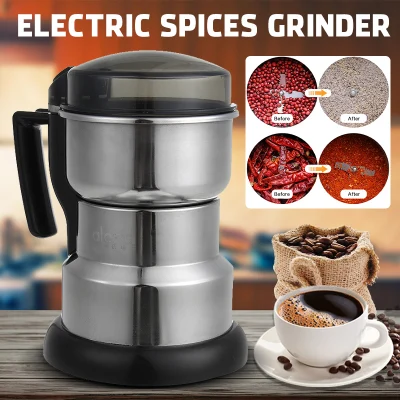 400W Stainless Steel Electric Spices Grinder Multifunctional Grain Grinder Coffee Grinder for Coffee Cereals Nuts Beans 220V