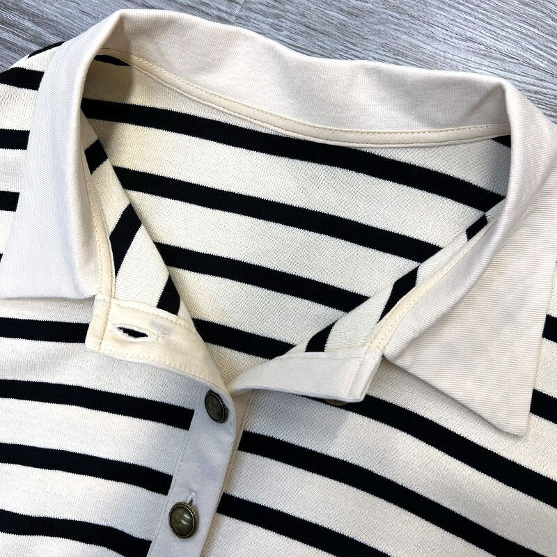 CHICCHIC slimed eo Đầm thời trang cổ áo Polo Sọc Đầm midi