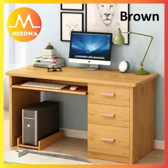 Multifunction Computer Desk Wood Pc Table With 3 Drawers For Home