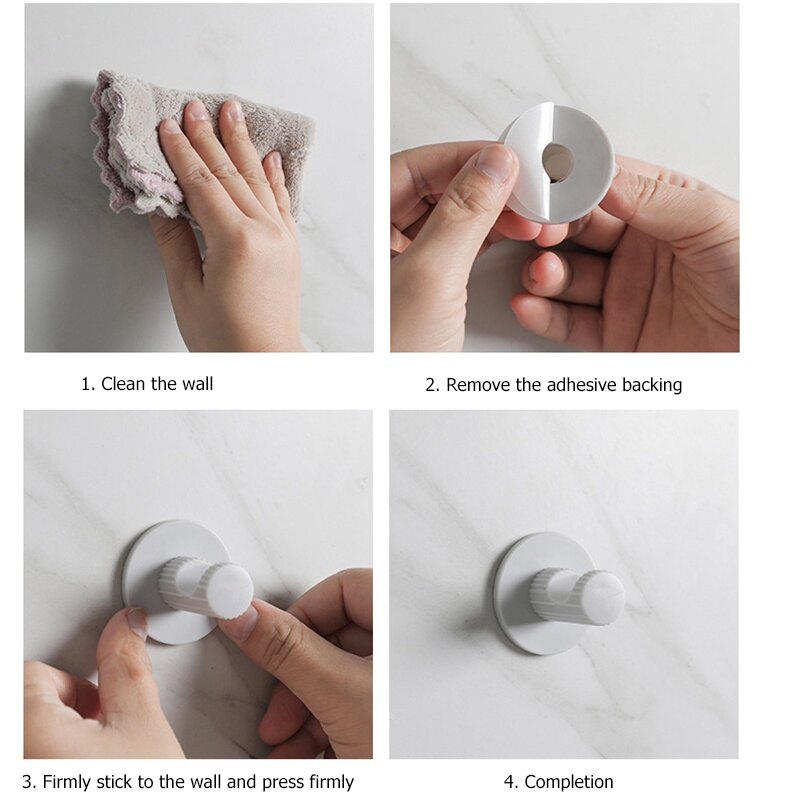 Self Adhesive Wall Hook Round Strong Storage Sticky Hooks For Hat Coat Kitchen Bathroom Hanger Hooks