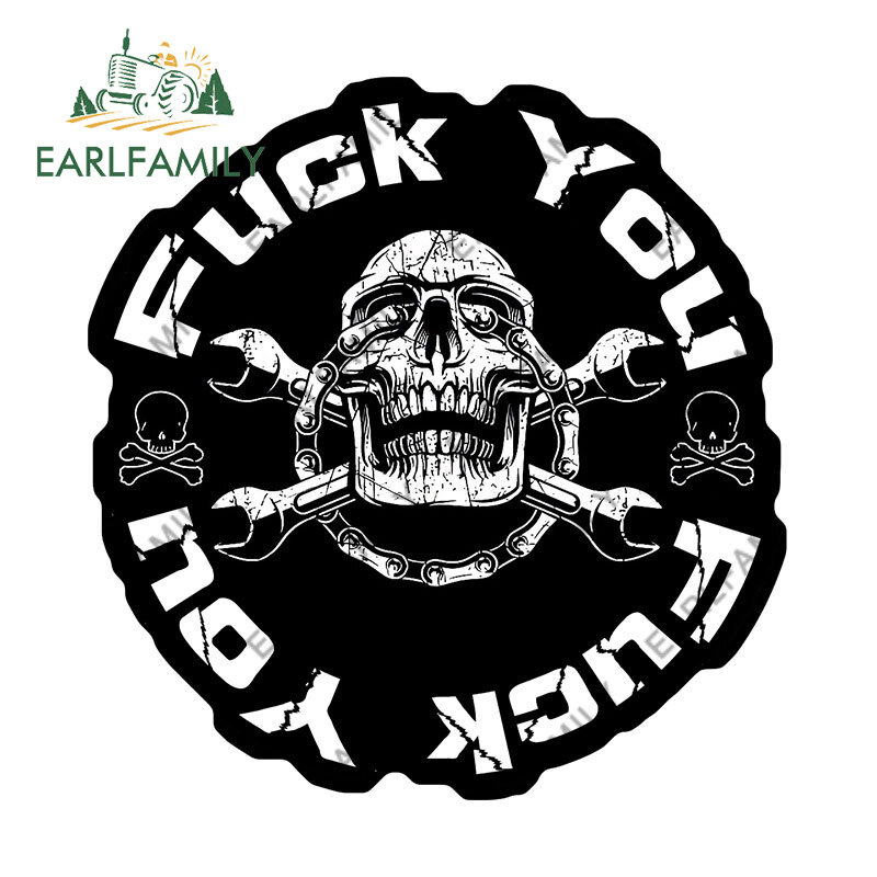 EARLFAMILY 13cm x12.7cm for Nobody Cares Work Harder Skull Car Stickers Bumper Window Vinyl Occlusion Scratch DIY Custom Decals Printing Car Decoration
