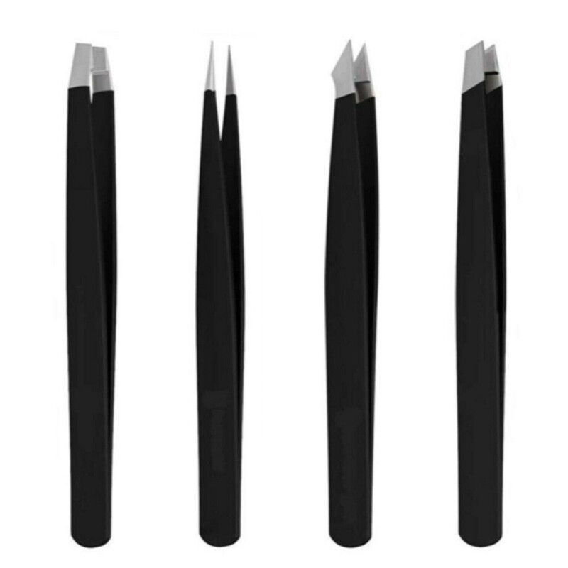 4pcs Stainless Steel Eyebrow Tweezer Hair Pluckers Clip Eyebrow Trimmer Eyelash Extension Clip Makeup Beauty Repair For Eyebrow