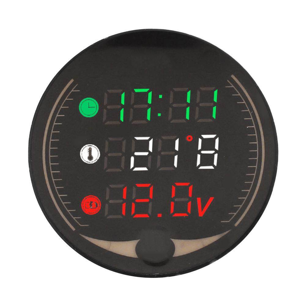 Suuonee Motorcycle LED Meter 3-in-1 Universal Motorcycle Voltmeter Thermometer Speedometer Waterproof LED Meter Gauge DC 9V-24V