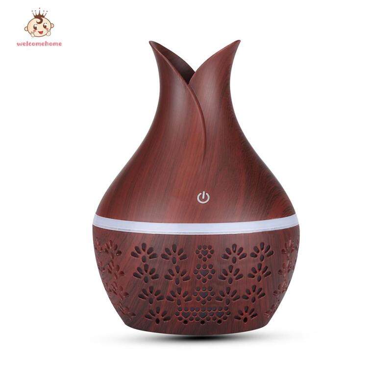 300ml USB Aroma Essential Oil Diffuser Hollow Wood Grain Electric Ultrasonic Mist Maker Humidifier Singapore