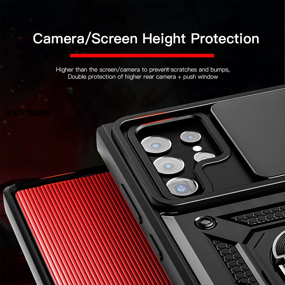 KEYSION Ốp Chống Sốc Cho Samsung S22 Ultra 5G S22 Pro Ốp Điện Thoại Bảo Vệ Máy Ảnh Kéo Đẩy Cho Galaxy S20 FE