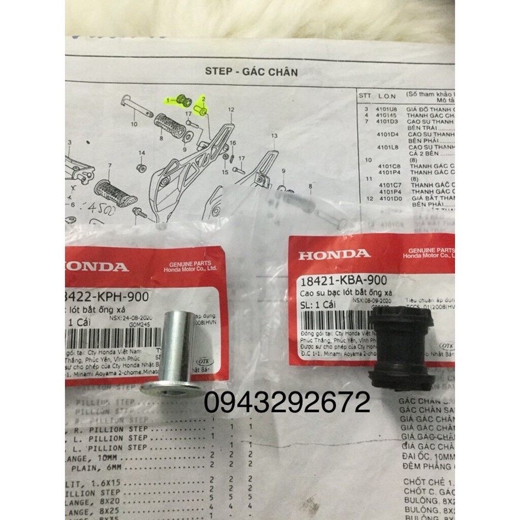 Khâu và cao su treo pô honda