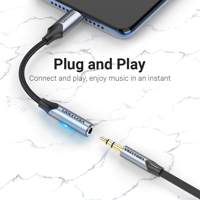 Vention DAC Chuyển Đổi USB-C Sang 3.5mm - Cáp Âm Thanh Số Không Dây - Chất Lượng Hi-Fi Cao Cấp - Tương Thích Mọi Thiết Bị - Hỗ Trợ Điều Khiển & Micro