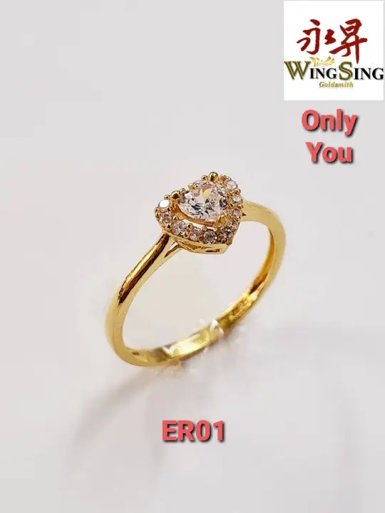 Wing Sing 916 Gold Only You Stone Ring Cincin Tunang Batu Zirkon Emas 916 Er01 Lazada