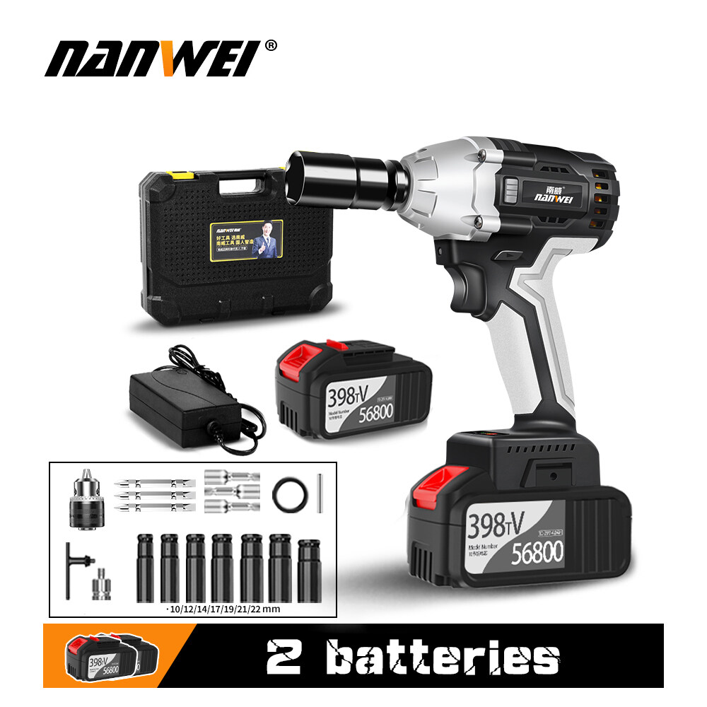 NANWEI Cordless Impact Wrench Brushless High Torque Industrial Electric Wrench Li ion Battery Hand Drill Installation Power Tools Easy Removal Of Car Tires Lazada Singapore