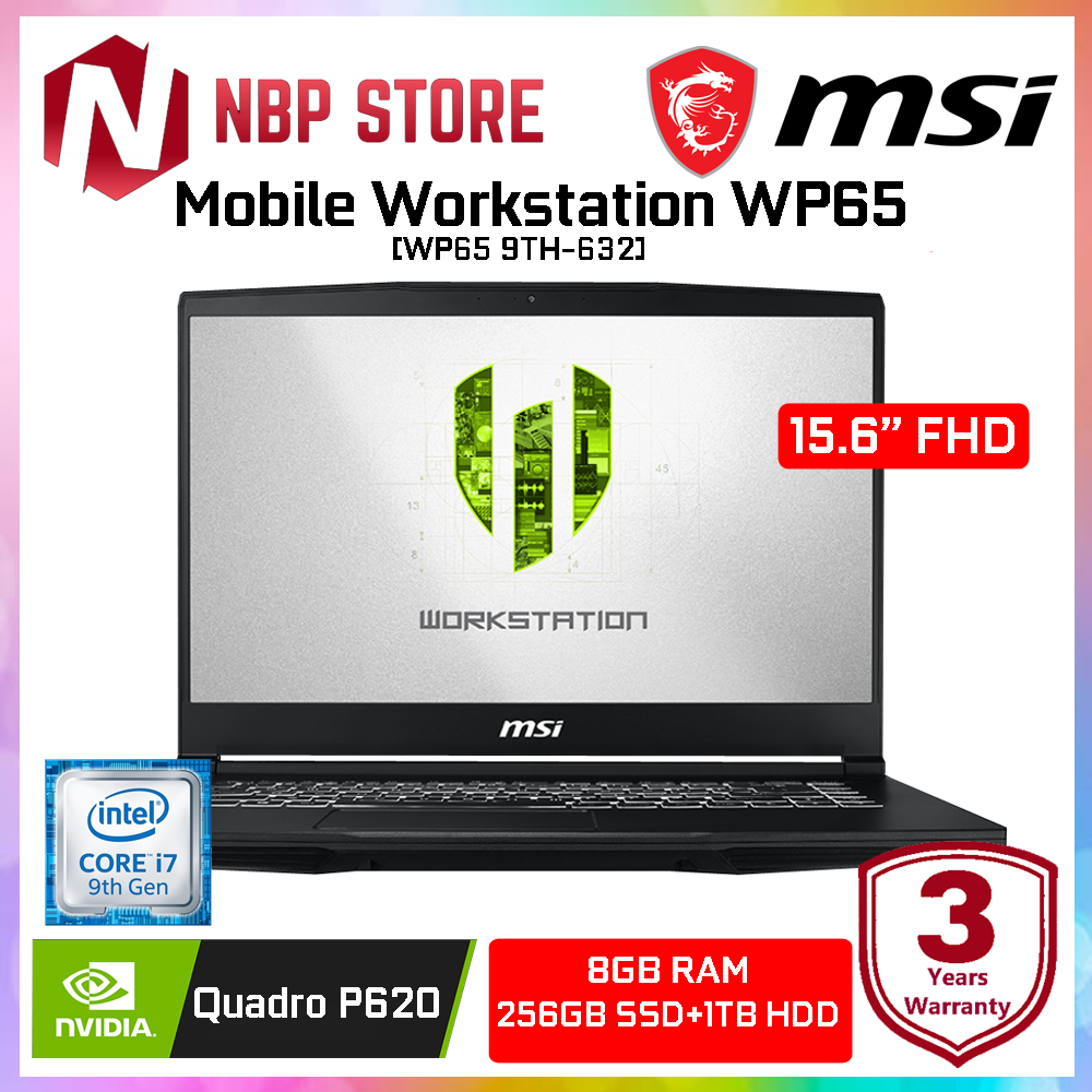 MSI Mobile Workstation WP65 9TH-632 15.6 FHD Laptop ( i7-9750H, 8GB, 256GB+1TB, Quadro P620 4GB, W10P ) Malaysia