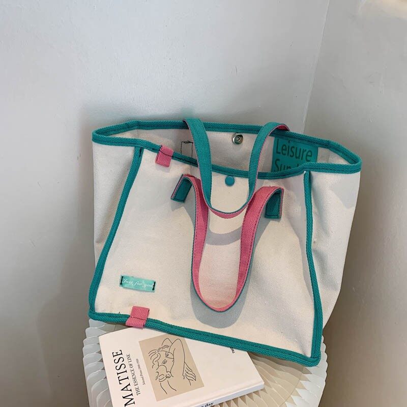 👜 Canvas Bag Female Ins Simple Tote Bag To Go Out Fashion Korean Version Of The Trend Bag Large-Capacity Portable Shoulder Bag