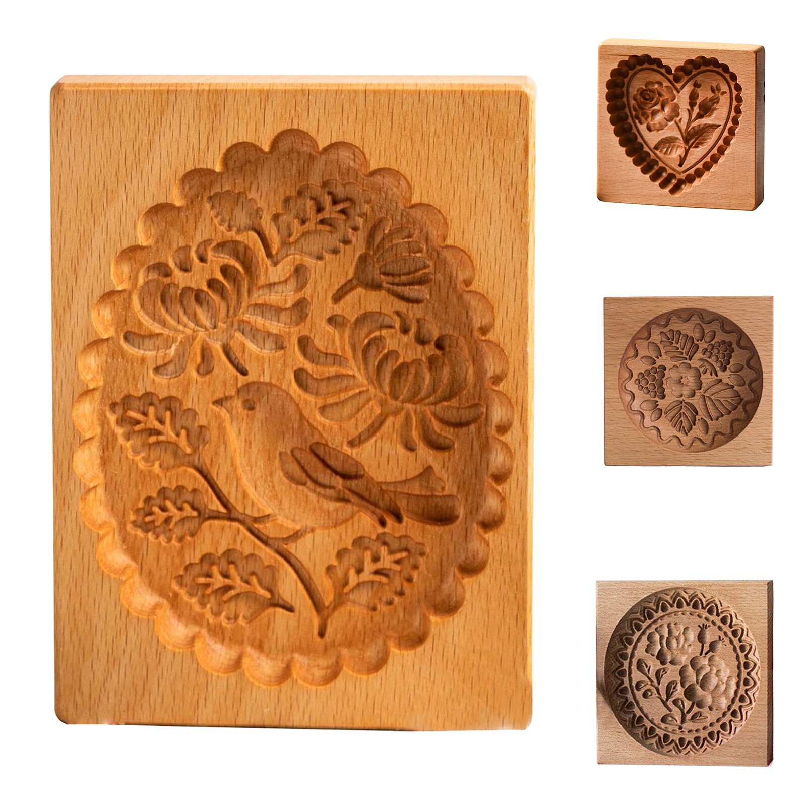Sanwood® Exquisite Baking Mold Easy Use Wood Heat-resistant Print Pattern Moon Cake Mould for Home