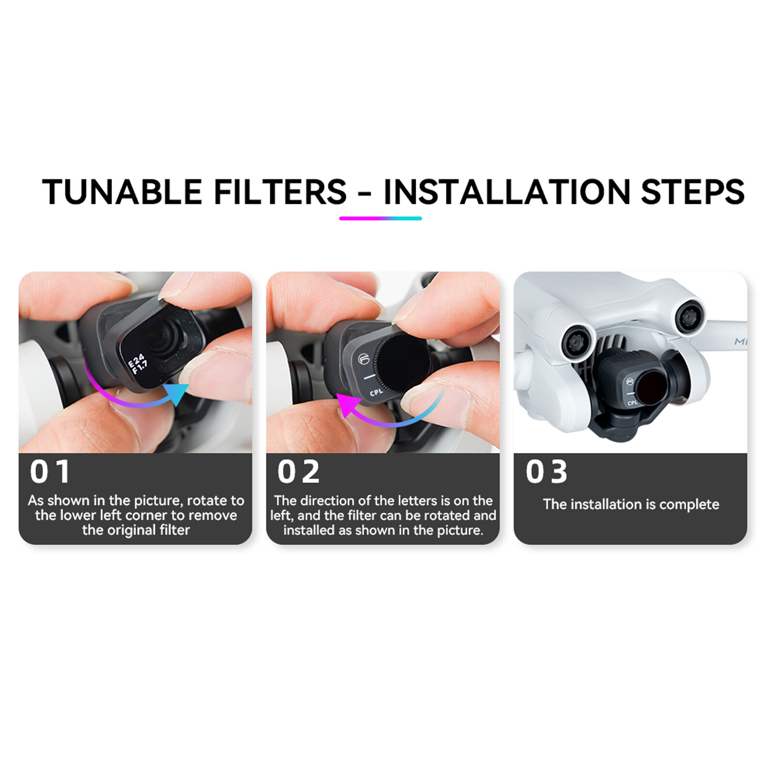 Kính Lọc Quang Học PL Điều Chỉnh Được Cho DJI Mini 3 Pro Kính Lọc CPL ND8/16/32/64
