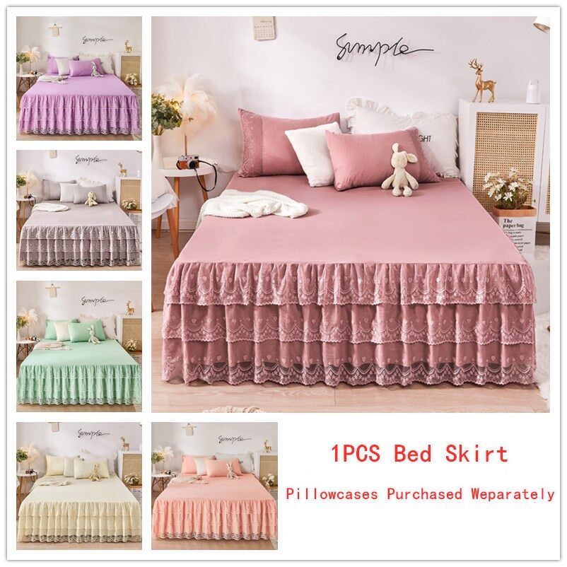 Royal Lace Mattress Bed Queen Size Home Decor Bedspread Bed Skirt Queen Size Bed Cover Cotton Sheets 1 / 3PCS