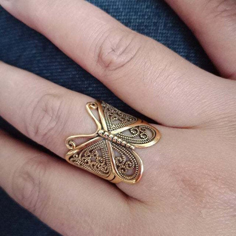 Butterfly Ring Solid 925 Pure Sterling Silver Filigree Butterfly Ring Statement Ring Butterfly Jewelry
