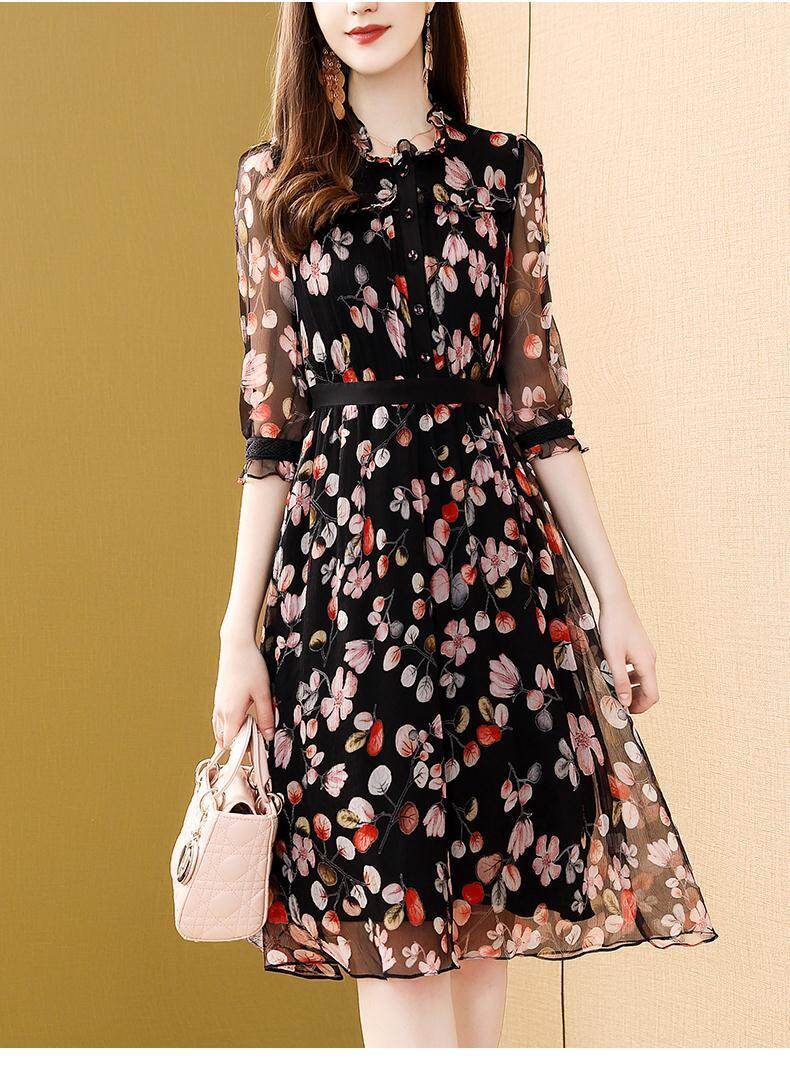Fragmented Flower Dress Women's Summer 2023 New Waist Slim French Style Dress