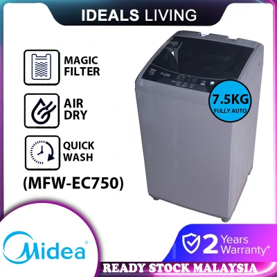 Midea 7.5KG Fully Auto Washing Machine / Washer / Mesin Basuh (MFW-EC750) - Fulfilled by IdealsLiving