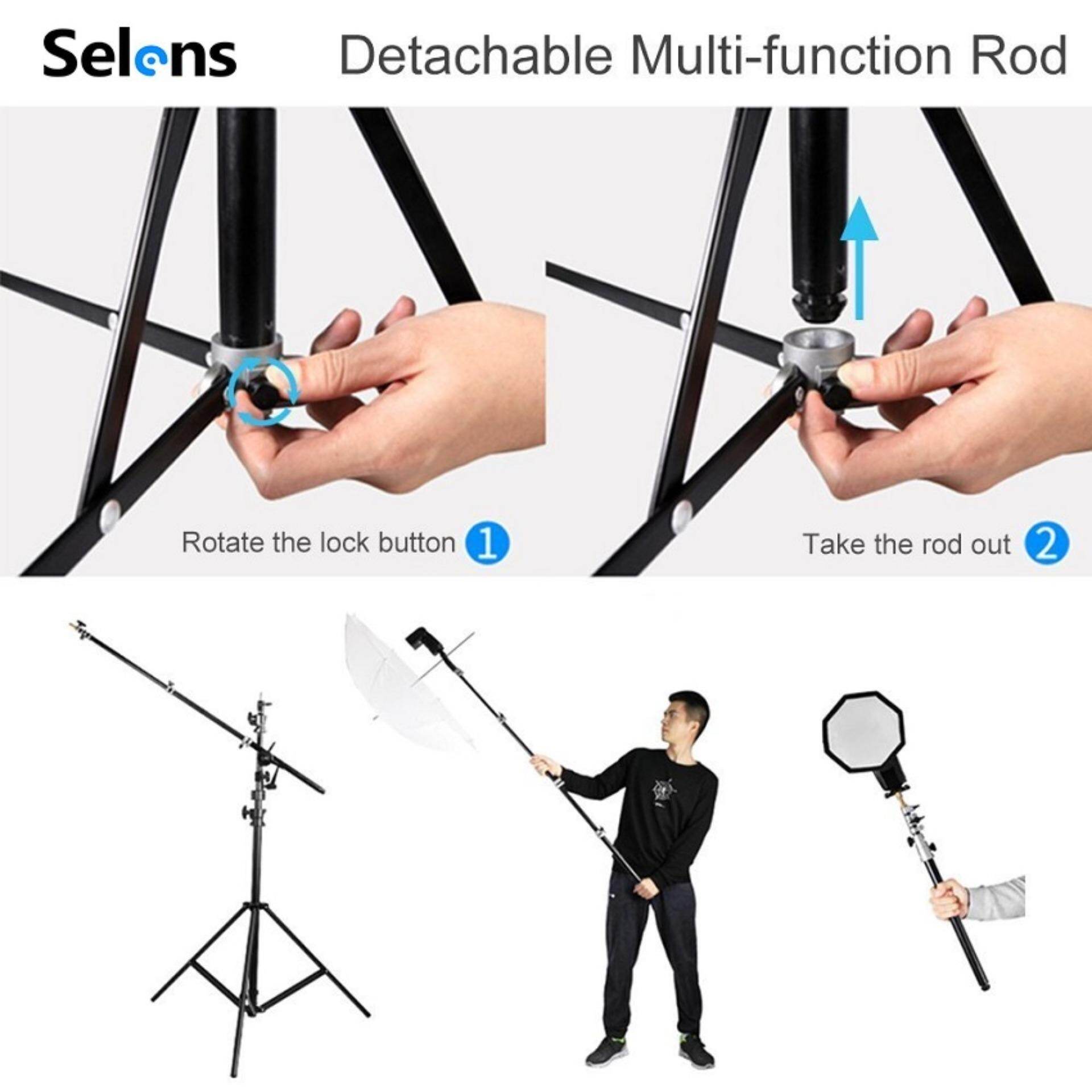Selens Bộ đèn studio 240cm chụp ảnh/quay phim/livestream chuyên nghiệp với giá đỡ 3 chân có thể gập lại và dễ dàng mang theo bằng nhôm giá tốt - INTL