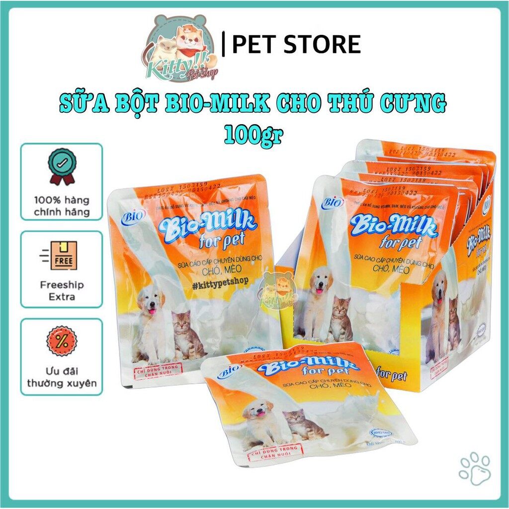 Sữa bột dinh dưỡng Bio Milk For Pet dành cho thú cưng: chó,mèo, sóc, hamster...