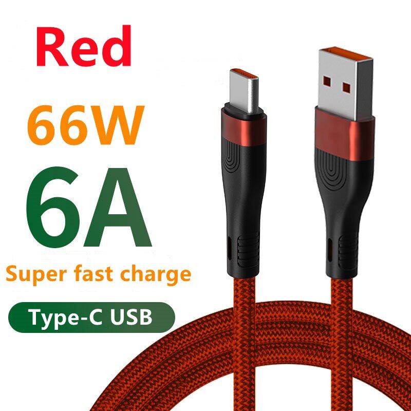 Zeallion Cáp USB Type C 6A Cho Huawei Honor Cáp Sạc Nhanh Xiaomi Redmi 66W