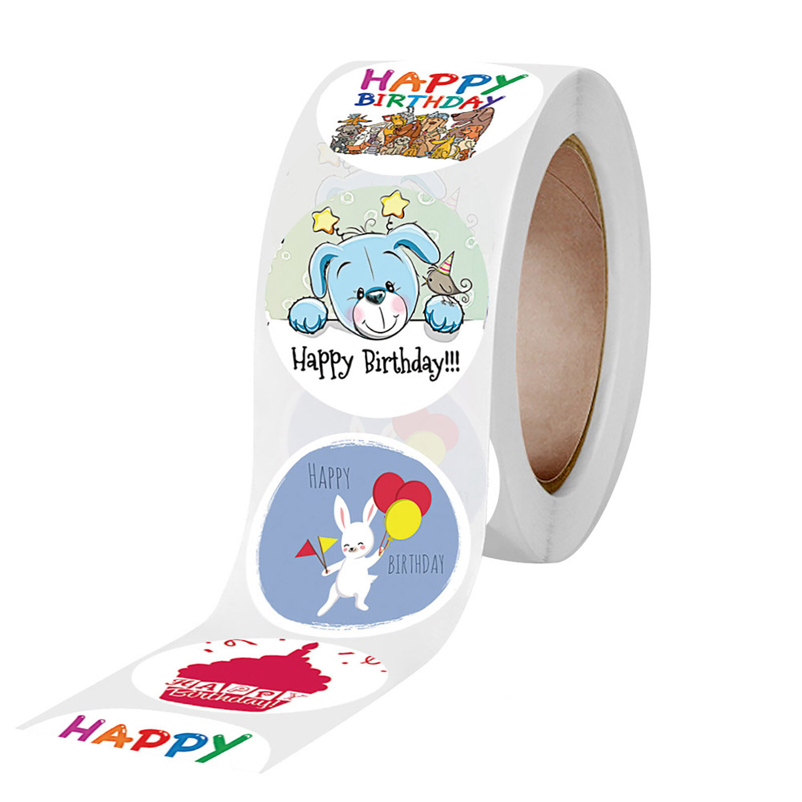 1 Roll 500Pcs Sticker Labels Cartoon Pattern Self-Adhesive Happy Birthday Gift Box Sealing Stickers Home Decor for Festival Seal Stickers Eye-catching