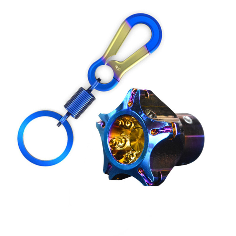 msoper General Cnc Modified Burnt Titanium Key Head Racing Boat Hexagonal Burnt Titanium Key Head Key Chain head chain key chain motorcycle chain