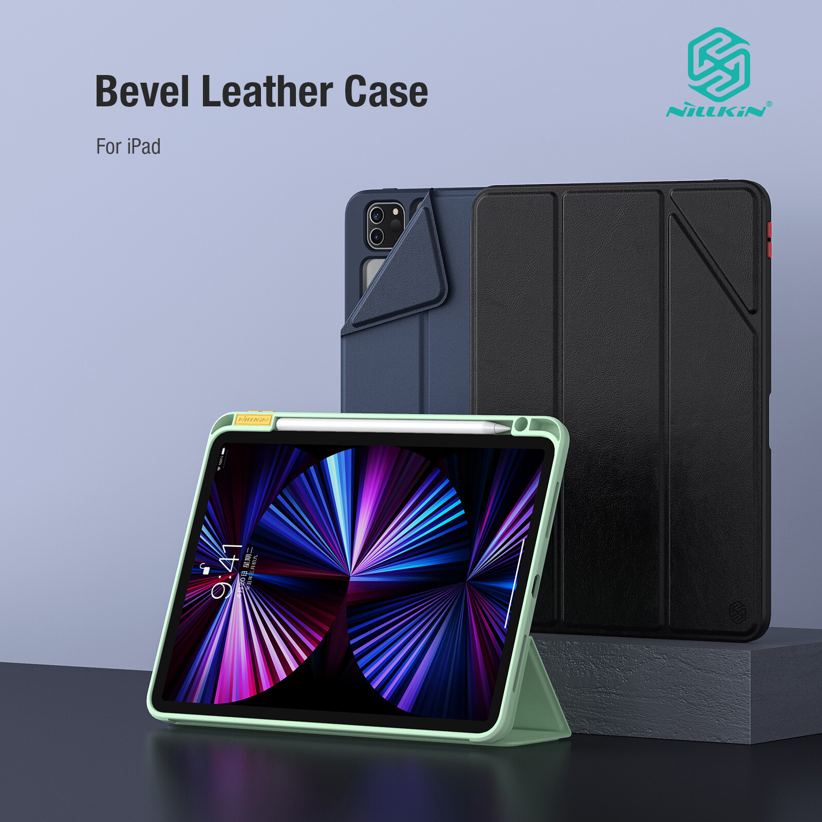 Nillkin Leather Smart Flip Cover for iPad Pro 11 2020 2021 2022 Shockproof PU Leather Bevel Stand Case with Pencil Holder