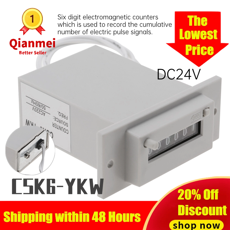Csk6-ykw 6 digit electromagnetic 6 digit counter pulse counter ac110v / ac220v / dc24v