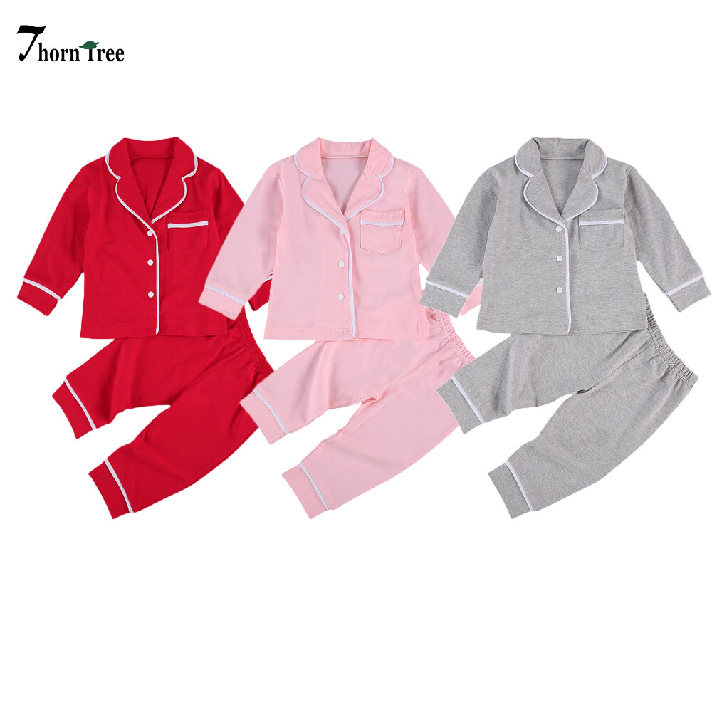 Toddler Baby Boys Girls Pajama Sets, Long Sleeve Lapel Buttons Shirt Long  Pant Casual Homewear Clothes