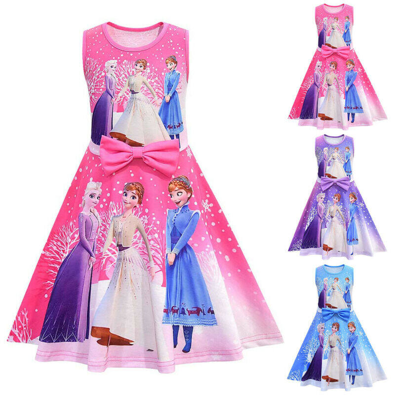 Kingstar123 Kids Girls Princess Dress Birthday Party F rozen E lsa A nna Casual Skater Dresses