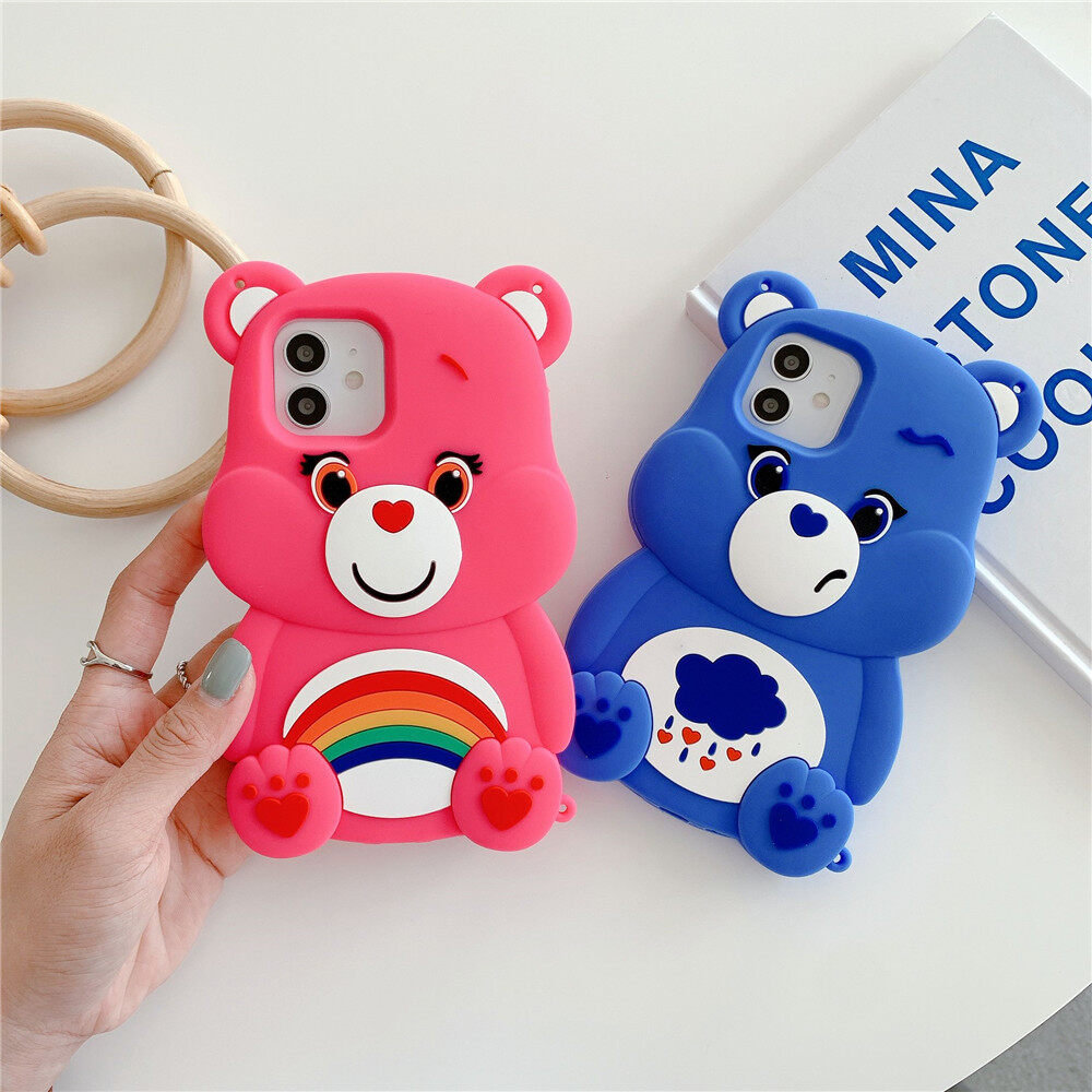 【Che Chở Toàn Bộ】đồ Chơi Giảm Căng Thẳng Giảm Căng Thẳng Ốp Silicon Đẩy, Ốp Lưng Dành Cho iPhone 11 12 Pro 6 6S Plus 7 8 Plus X XS XR XS Max 11 12 Mini Max Ốp Mềm Hình Gấu Cầu Vồng Dễ Thương