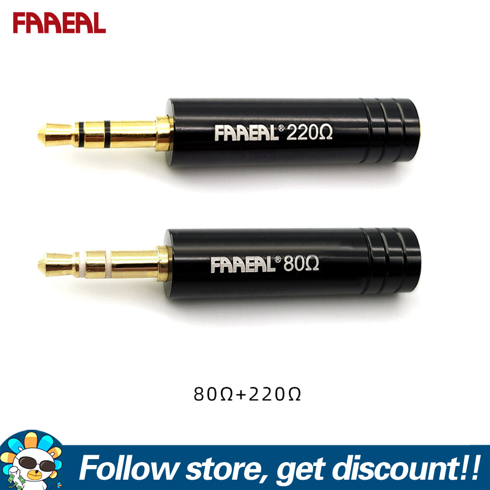 FAAEAL Earphone Impedance Plug Conductor 80 220 ohm Professional Noise Cancelling Adapter 3.5mm Jack Bottom Resistance Reduce Noise Filter Plug Hearing Protection Black Audio Earphone Jack For Amplifier Hifi Player Music Plug