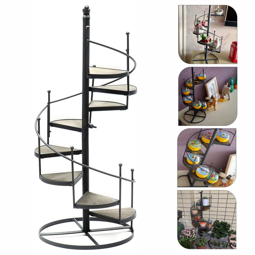 Spiral Plant Stand Iron Flower Pot Holder Shelf Rack Display Garden Decor