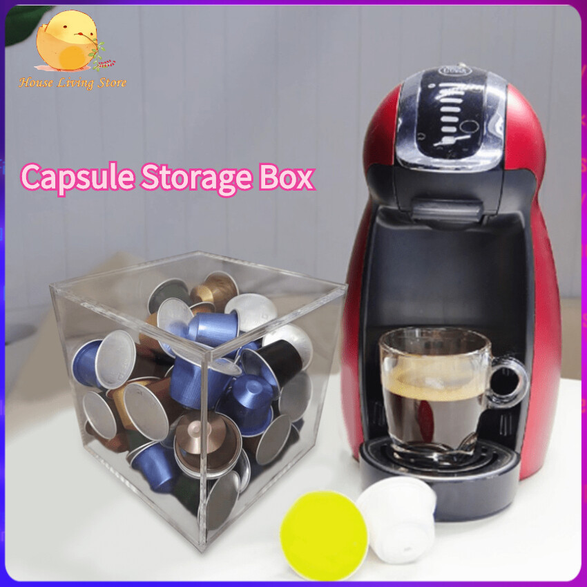 Coffee Capsule Holder Tea Bag Sorting Bag Transparent Acrylic Coffee Capsule Storage Box Suitable For Nespresso Capsules
