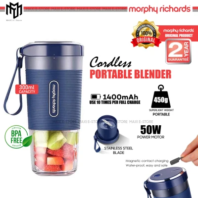 Morphy Richards 403PB1 Rechargeable Portable Mini Juicer Blender 300ml 1400mAh Blue Colour with Magnetic USB