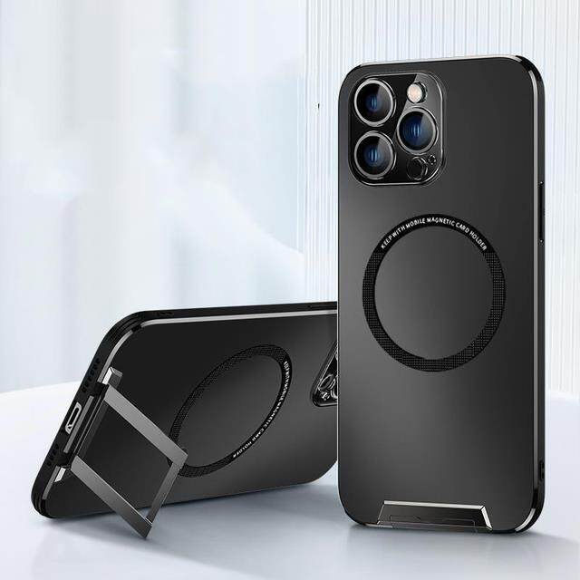 Magnetic Phone Cases Magsafe For iPhone 14 13 Pro Max Metal Stand Lens Protection Invisible Bracket Wireless Charging Back Cover