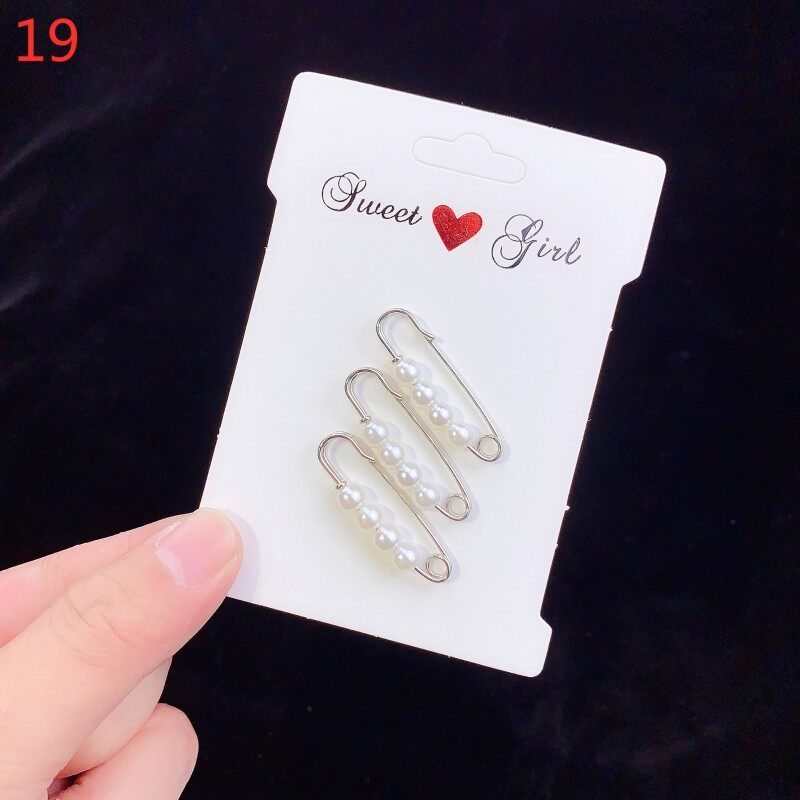 3-6Pcs Vintage Pearl Clothing Pins For Women Waistband Pins Decoration Dress Pant Buckle Brooches Set Trendy Accessories Jewelry