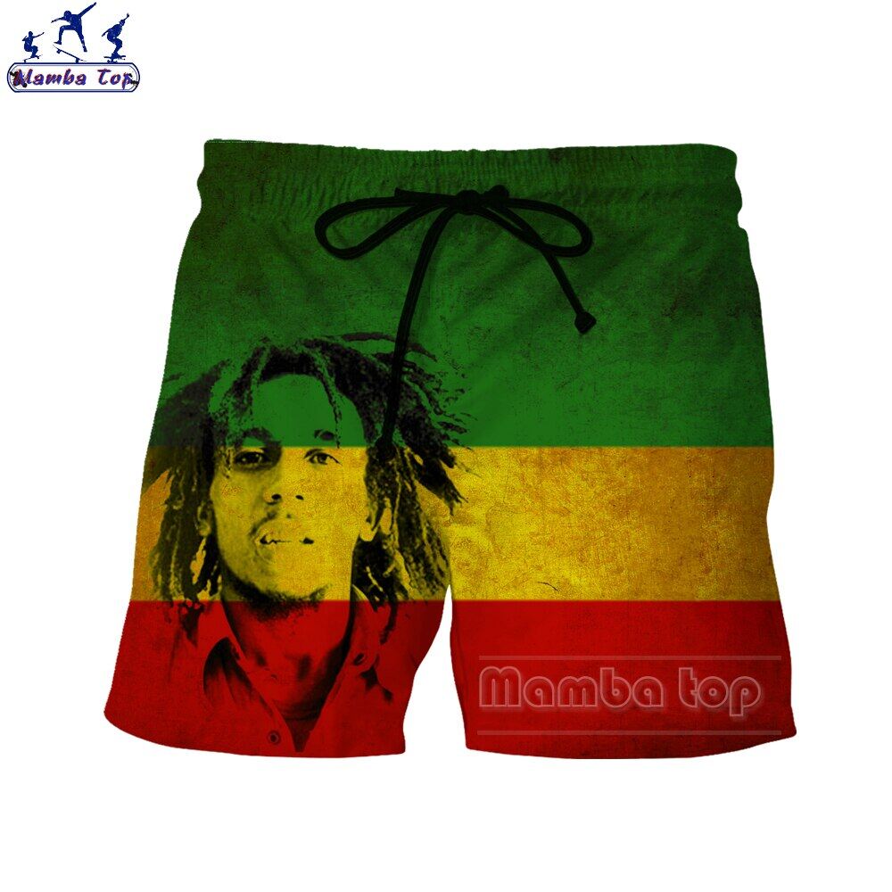 WGBMamba Top Bob Marley Shorts Men Summer Hot 3D Print Jamaica