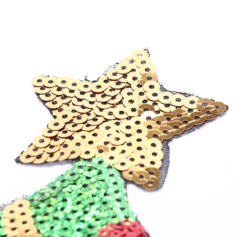10pcs Christmas Iron-On Patches – Sequined Xmas Tree Embroidered Appliques For Clothing, Backpack, Decor - View #7