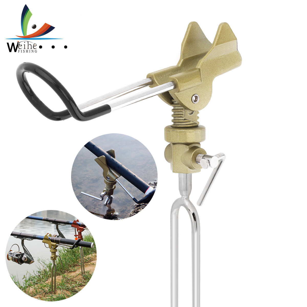 Weihe Fishing Rod Stand Holder Adjustable Stainless Steel for Telescopic / Handle Rod
