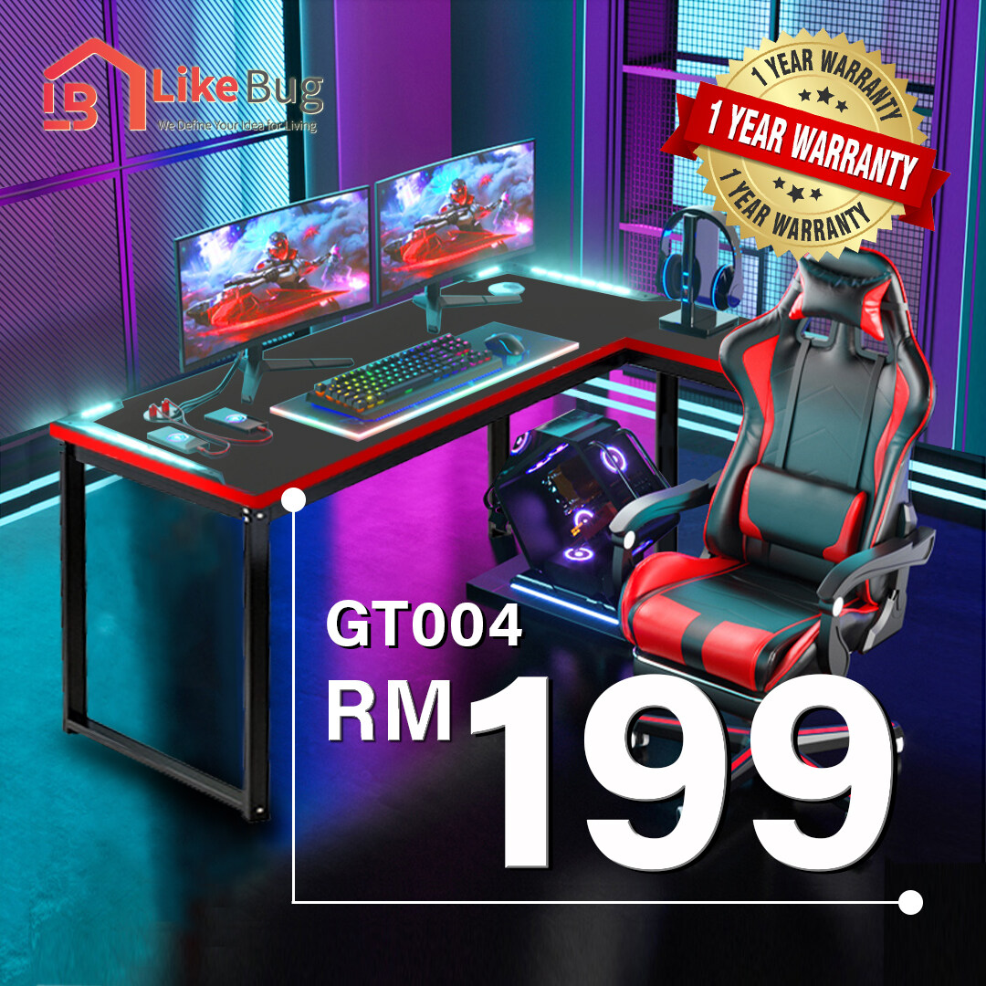 LIKE BUG: [GAMING SERIES] GT004 L Shape Gaming Table / Study Table ...