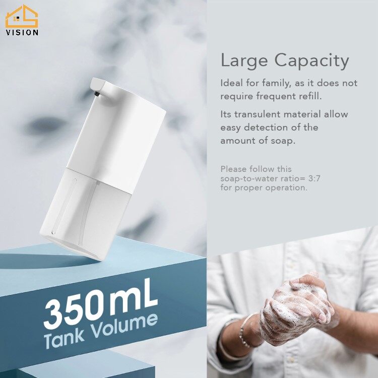 Máy Tạo Bọt Xà Phòng Tự Động Vision 350ML, Máy Rửa Tay Tự Động Cảm Biến Thông Minh Không Cần Cầm Tay Cảm Biến Cảm Ứng Hồng Ngoại Tự Động Rửa Tay Tạo Bọt Cho Phòng Tắm Nhà Bếp Khách Sạn Văn Phòng Bệnh Viện Nhà Hàng